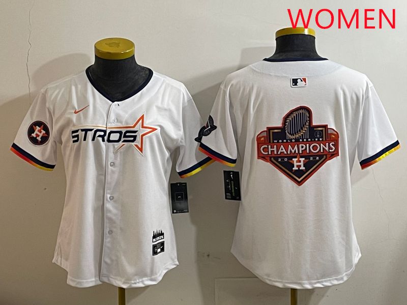 Women Houston Astros Blank White three generations Joint Name Nike 2025 MLB Jersey style 23->women mlb jersey->Women Jersey